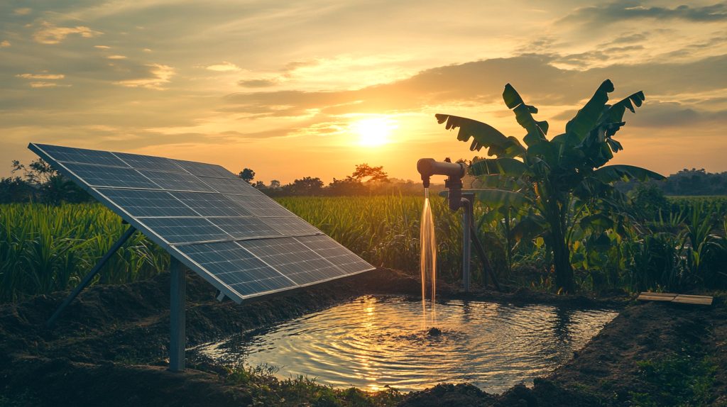 Agriculture farm with solar powered and water pump