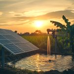 Agriculture farm with solar powered and water pump